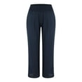 thumbnail image 5 of Women's Linen Pants High Waist Wide Leg Palazzo Pants For Women Smocked Elastic Waist Loose Comfy Casual Pajama Pants Pockets, Women's Casual Pants XXL, 5 of 9