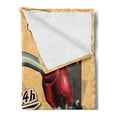 thumbnail image 2 of Cars Soft Flannel Fleece Throw Blanket, Filling Station Gasoline and Oil Drawing with a Realistic Car Design Art Print, Cozy Plush for Indoor and Outdoor Use, 50" x 70", Sand Brown Red, by Ambesonne, 2 of 5