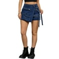 thumbnail image 1 of Falda de mezclilla para mujer INSPIRE CHIC, skort con cremallera decorativa, estilo Y2K, de cintura alta, falda corta de mezclilla, M, azul oscuro, 1 of 6
