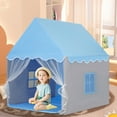 thumbnail image 2 of KORIMEFA Princess Castle Play Tent for Girls Ages 3-6, Indoor/Outdoor Kids Playhouse with Soft Floor Mat, Foldable Tent for Imaginative Games（Blue）, 2 of 10