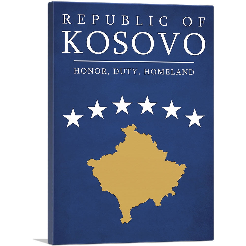ARTCANVAS Republic of Kosovo Honor Duty Homeland Motto Canvas Art Print - Size: 12" x 8" (0.75" Deep)
