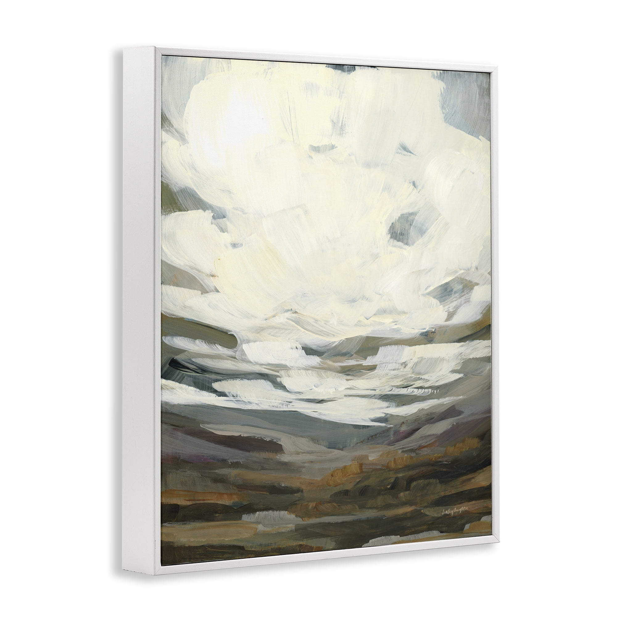 Stupell Industries Cloudy Abstract View Landscape Painting White Framed Art Print Wall Art, 24 x 30