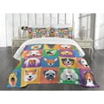 thumbnail image 3 of Ambesonne Dog Quilted Bedspread Set 3 Pcs, Terrier Labrador Breed Pets, Queen Size, Purple Green, 3 of 5