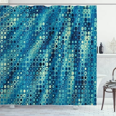 Ambesonne Fractal Shower Curtain, Mosaic Geometric Style, 69"Wx84"L, Petrol Blue