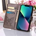 thumbnail image 5 of SaniMore Case for iPhone 15 Pro (6.1" 2023), PU Leather Skin with Luxury Embossed Butterfly [Wrist Strap & Card Slots & Flip Kickstand] Full-body Shockproof Business Wallet Cover, Gray, 5 of 7