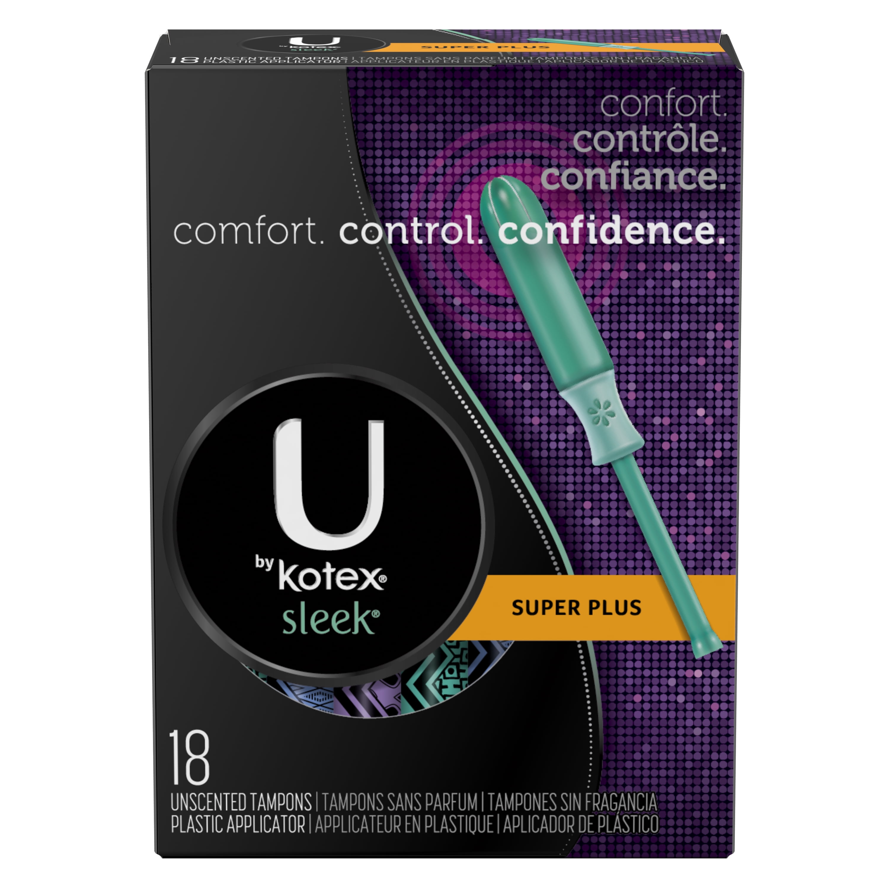 U by Kotex Sleek Tampons, Super Plus Absorbency, Unscented, 18 Ct