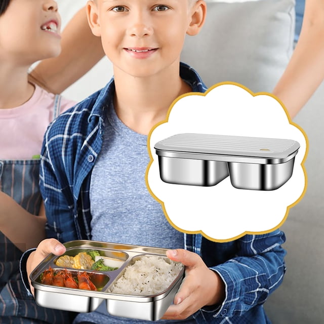 Boovnll Boîte Bento, Boîte à Lunch Compartimentée Portable en Acier Inoxydable pour Étudiants, Isolation, Étudiant du Secondaire, Grand Employé de Bureau avec Couvercle, Boîte Bento, Boîte Bento Adulte