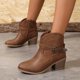 thumbnail image 4 of Amzcrzy Zapatos de mujer,Zapatos de mujer,Zapatillas de mujer, Zapatos de mujer, punta puntiaguda, color cálido, informal, retro, tacón bajo, costuras, cinturón, moda, botines hasta la mitad del tobi, 4 of 5