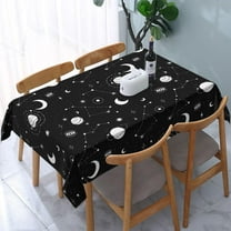 Space Galaxy Table Cloths for Parties Dinning Room Kitchen Farmhouse Wedding Birthday Decoration Reusable Washable Waterproof Black Tablecloth, Rectangle 54"X72"