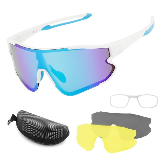 Gafas de sol con 2 lentes intercambiables UV400 Gafas de sol deportivas MTB Gafas de bicicleta de carretera para hombres Mujeres Correr Conducir Pesca Béisbol Golf