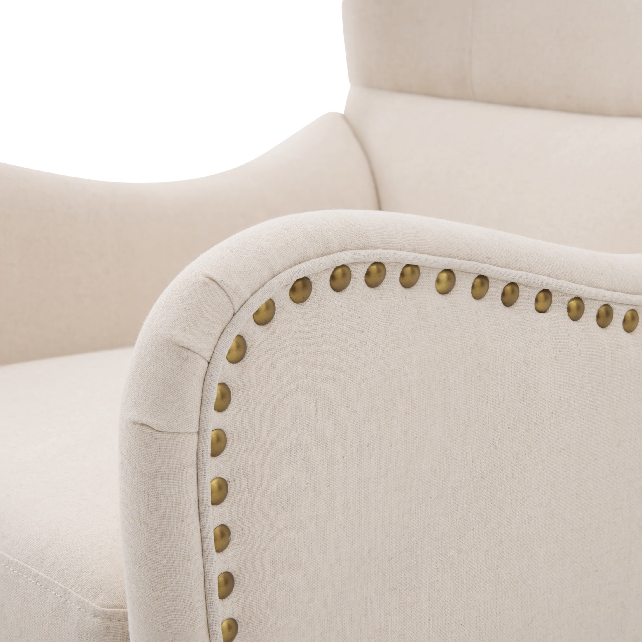 Christopher Knight Home Vintage Lounge Chair and Ottoman Set, Curved Backrest Accent Armchair with Nailhead Trim, Beige