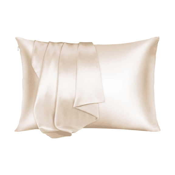 Silk Pillowcase for Hair and Skin, Both Sides Mulberry Silk Pillowcases with Hidden Zipper, Soft & Smooth Cooling Pillow Cases (Beige, 20×30 Inch)