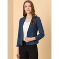 thumbnail image 2 of INSPIRE CHIC Women's Workwear Zipper Collarless Cropped Blazer, 2 of 6