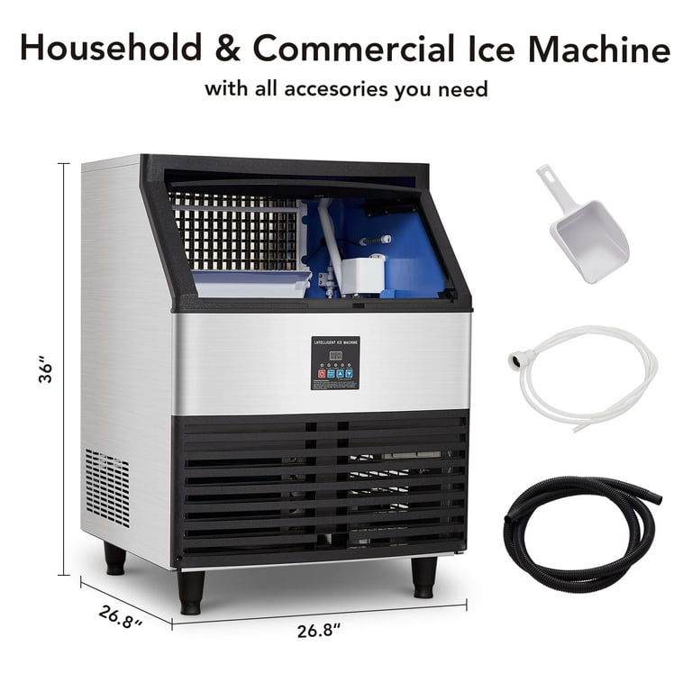 Commercial Ice Maker Machine 440lbs/24H, Stainless Steel Under