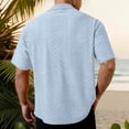 thumbnail image 3 of Yifymode Men's Lapel Short Sleeve Button-Down Shirt, Lightweight Breathable Fabric Summer Casual Top Blue S, 3 of 3