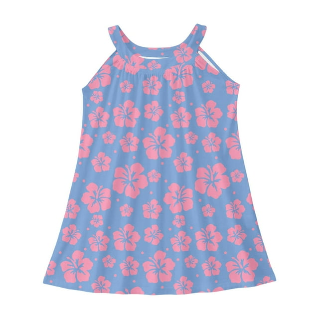 MIASHUI Robe Débardeur Sans Manches d'Été pour Filles, par-Dessus de Plage, pour Tenue Décontractée Extérieure, Bleu Ciel, 4-5 Ans