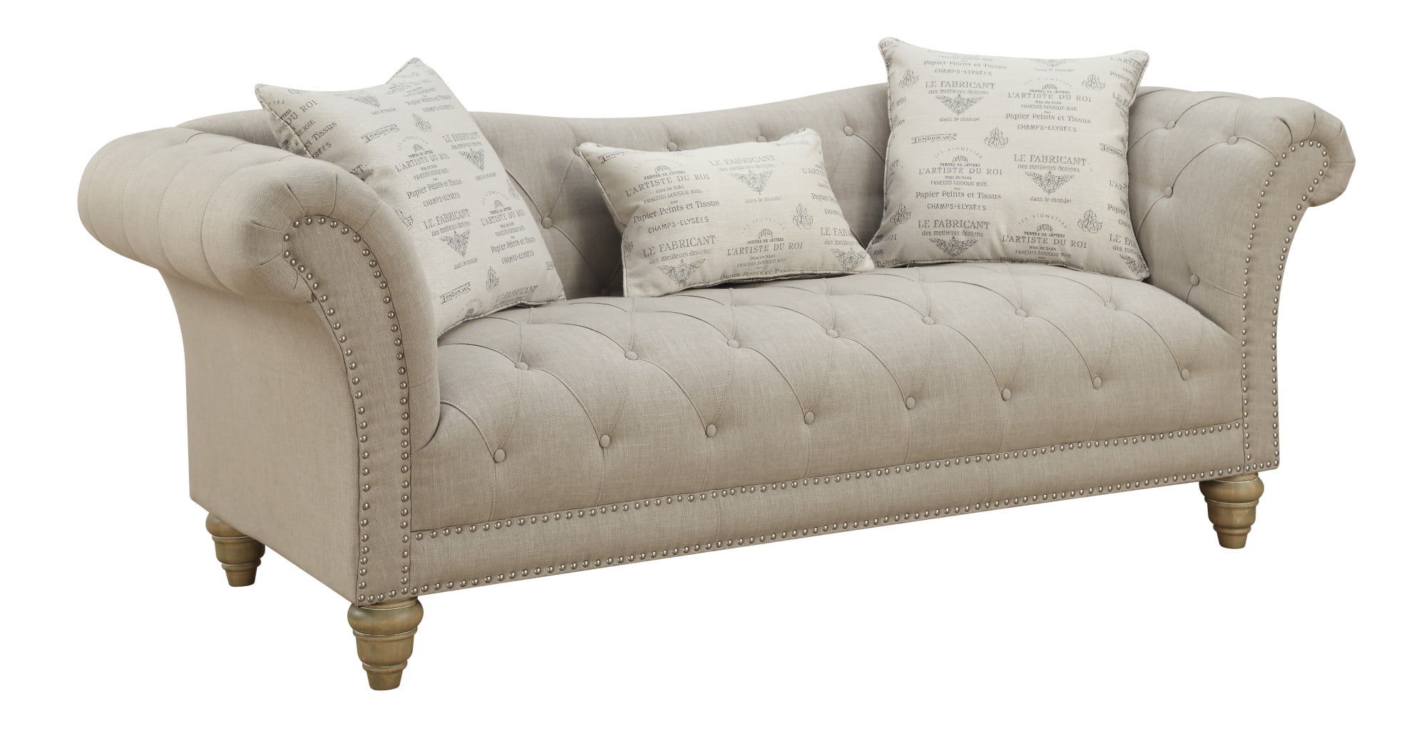Emerald Home Hutton Ii Thunder Bella Gray 90 Sofa With Pillows On Tufting Nailhead Trim And Turned Legs Emerald Home Hutton Ii Thunder Bella Gray 90 Sofa With Pillows On Tufting Nailhead Trim And Turned Legs