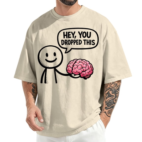 jowamay Men's Funny T-Shirts Hey You Dropped This Short Sleeve Crewneck Sarcastic Tee Loose Fit for Classroom
