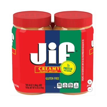 Jif Creamy Peanut Butter, 48 oz, 2 ct - Creamy Peanut Butter, Classic Spread, Sandwich Essential, Pantry Staple