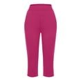 thumbnail image 4 of Women's Casual 3/4 Length Pants - Elastic Waist for Home/Sports - Solid Color Polyester Spandex - XXXL Size - All-Season Comfort, 4 of 6
