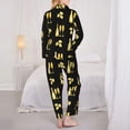 thumbnail image 3 of KLL Gold Bottles Print Women's Long Sleeve Pajamas with Pants Sleepwear Loungewear 2 Set-Large, 3 of 8