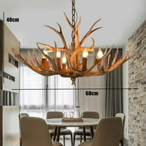DENEST 110 V Vintage Ceiling Light 6-Heads Deer Antler Chandelier Resin Lamp Home Lighting Fixture