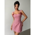 thumbnail image 7 of Red And White Gingham Mini Camisole Dress With Tie Back Detail For Women, 7 of 7
