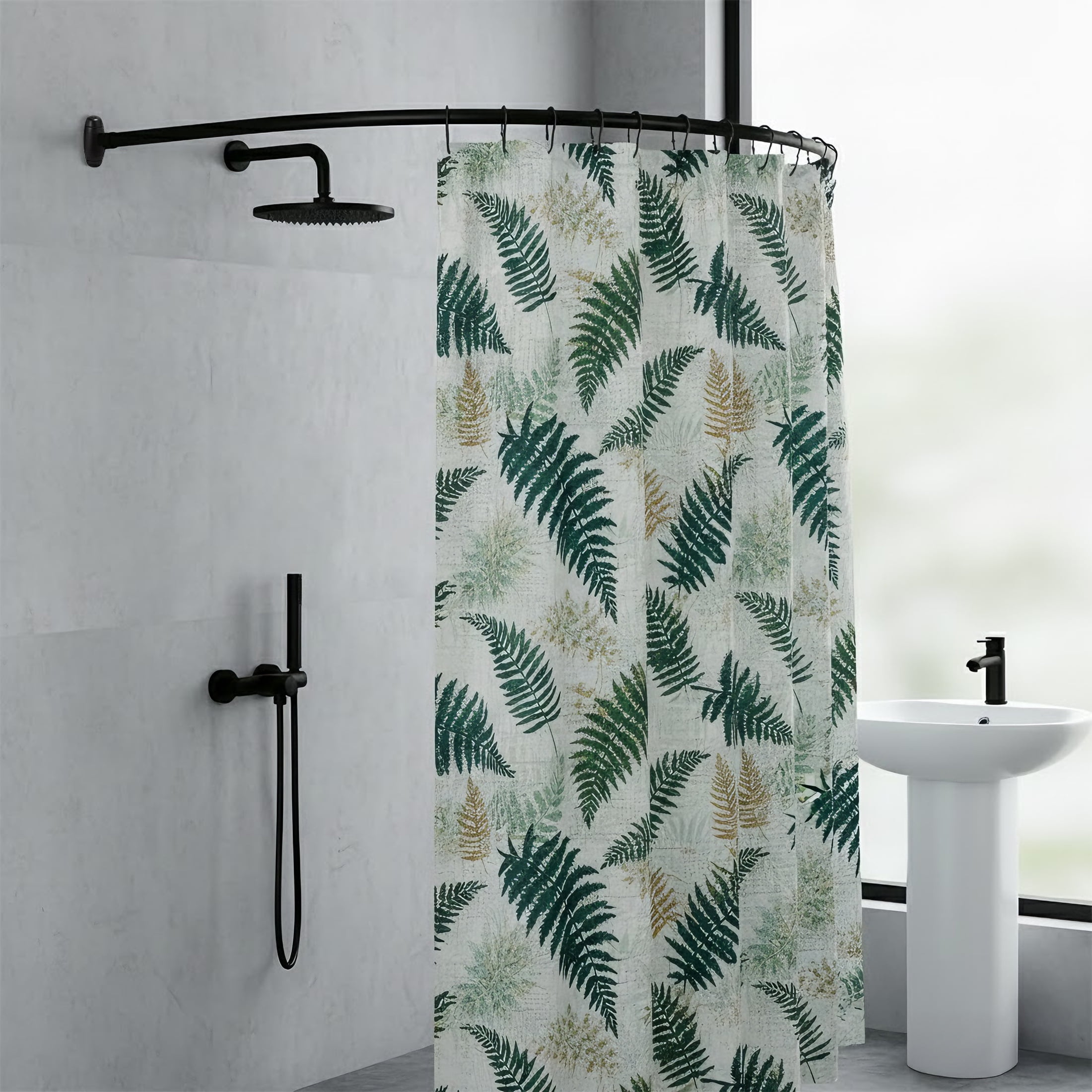 Curved Shower Curtain Rod, 43" to 71" Adjustable Curtain Rod, Rustproof Expandable Shower Rod, Shower Curtain Rod for Bathroom, Shower Rooms, Bathtubs, Clothing Stores, Fitting Rooms, Balconies