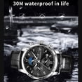 thumbnail image 5 of Weicam Men Casual Waterproof Roman numerals Leather Band Analog Quartz Wristwatches with Chronograph Calender Business Watch, 5 of 7