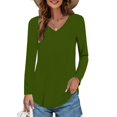 thumbnail image 2 of Clearance! Delayuji Short Sleeve Shirts for Women Short Sleeve Tops for Women Womens T Shirts V Neck Summer Short/Long Sleeve Cotton Tops Tees Xxxxxl Green, 2 of 5