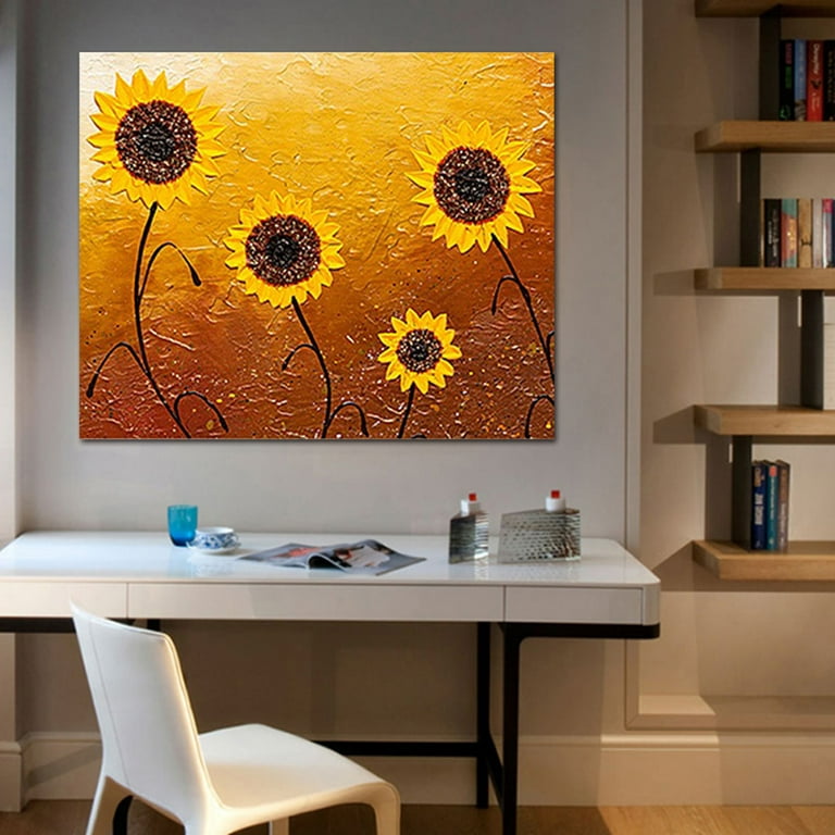 Oil Painting Wall Art Hand Painted Sunflower Canvas Paintings Home
