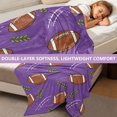 thumbnail image 5 of Kids Blanket 60 x 50 Inch Double-Sided Fleece Nap Mat for Travel,Purple Rugby Ball Printed Machine Washable, 5 of 8