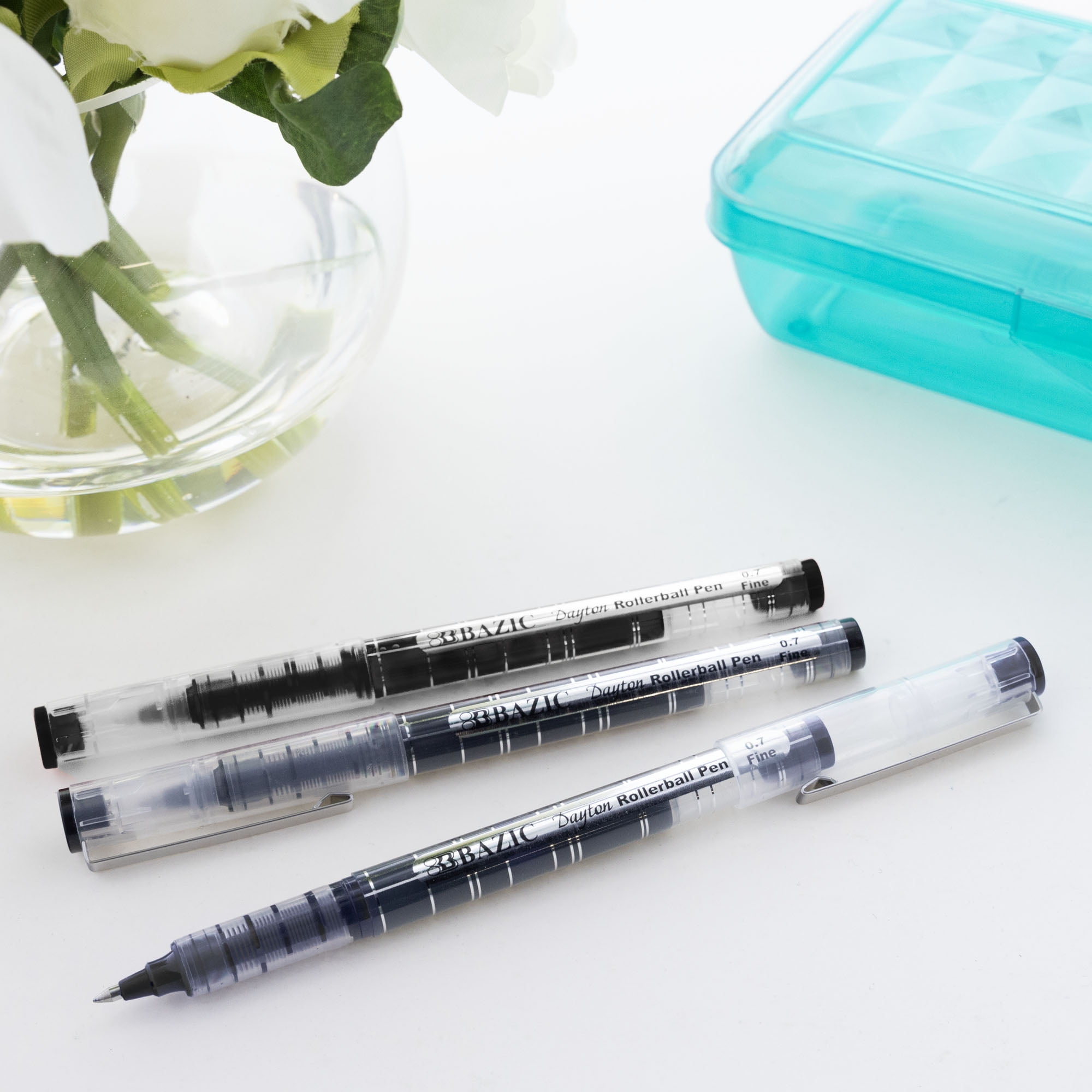 BAZIC Dayton Black Rollerball Pen 0.7mm w/ Regulator, (3/Pack), 24-Pack