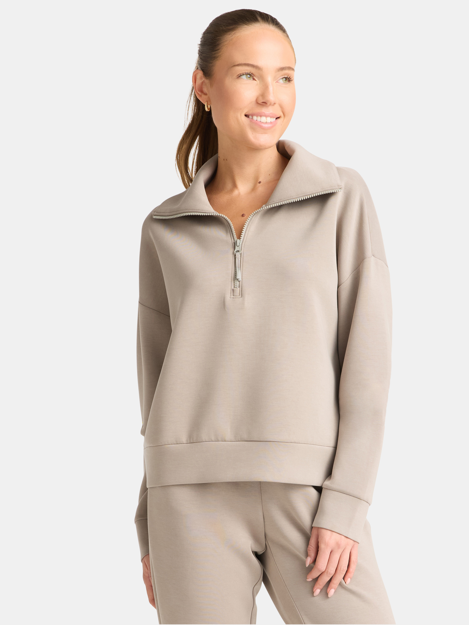 Danskin Ladies' Cozy Half-Zip Pullover, Relaxed Fit, Halogen Blue