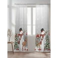 thumbnail image 2 of Christmas Snowman Sheer Curtains 108 Inch Long 2 Panels, Elk Christmas Tree Balls Winter Gray Light Filtering Rod Pocket Semi Sheer Curtains, Sheer Voile Drapes for Living Room Bedroom, 52"x108", 2 of 5