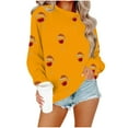 thumbnail image 4 of GaThRRgYP Women's Traditional Long Sleeve Round Neck Print Top Fall Winter,Women's Fashion Printed Loose Long Sleeve Blouse Round Neck Hoodless Sweatshirts Top Yellow M, 4 of 4