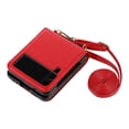 thumbnail image 1 of Funda para teléfono con tarjetero, protección de piel sintética a prueba de golpes con correa para el hombro Rojo, 1 of 9