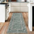 thumbnail image 2 of BouPower 2x6Ft Machine Washable Area Rug, Boho Vintage Distress Floral Rug for Living Room, Low Pile Bedroom Rugs, Thin Lightweight Print Pattern Carpet for Dining Room, 2 of 10