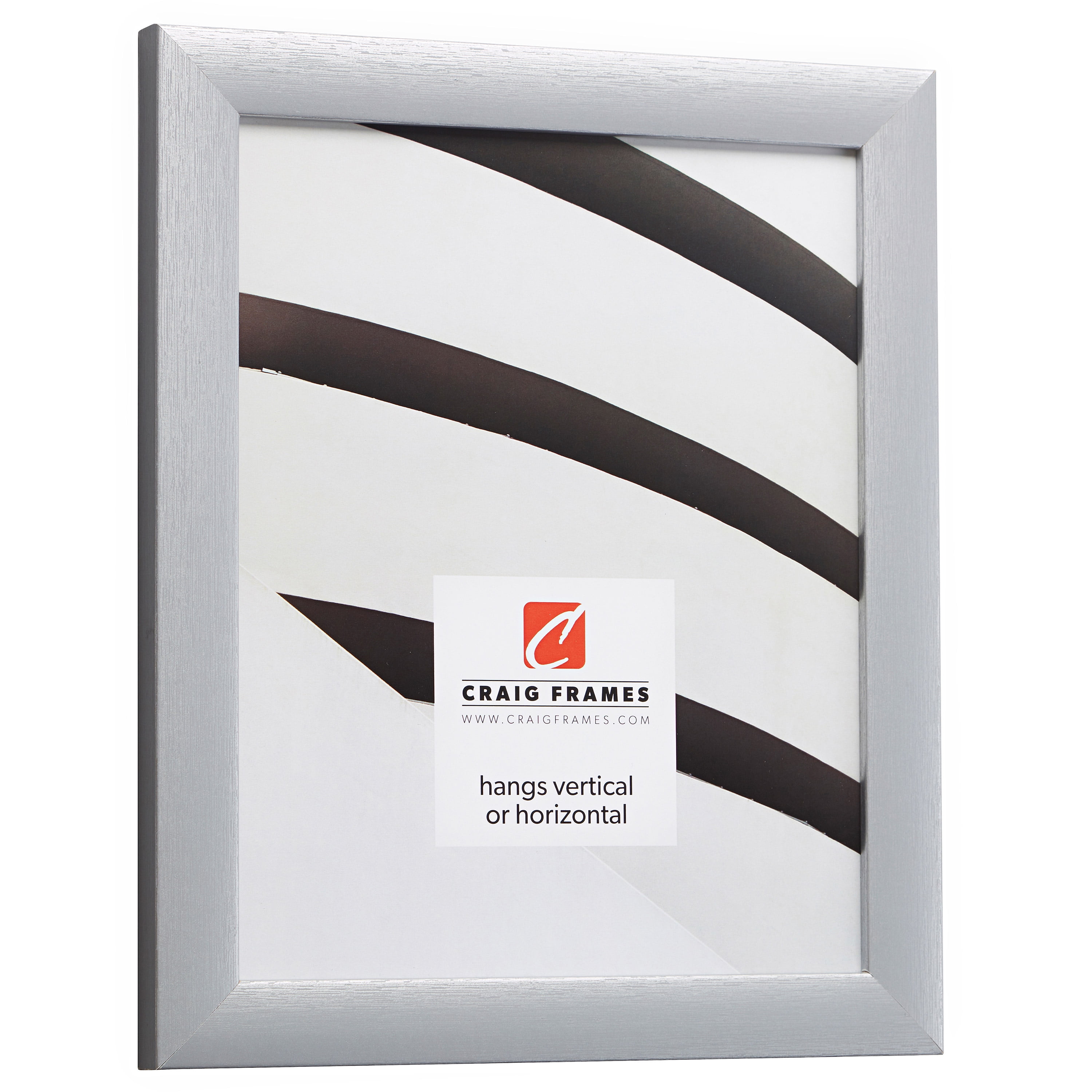 Craig Frames 23247018 22x28 inch Brushed Silver Picture Frame Matted for an 18x24 Photo