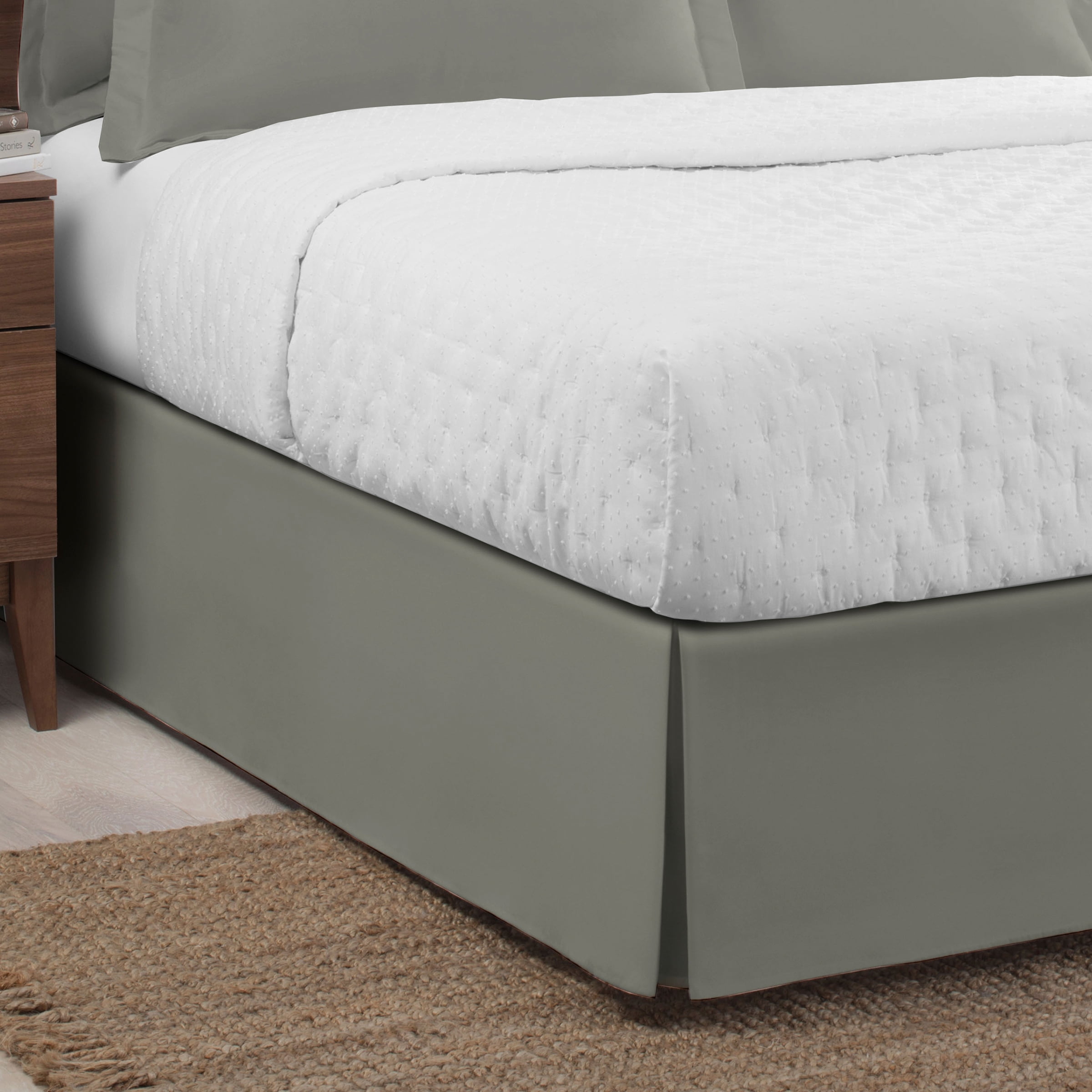 Luxury Hotel Classic Tailored 14" Drop Silver Bed Skirt, Twin