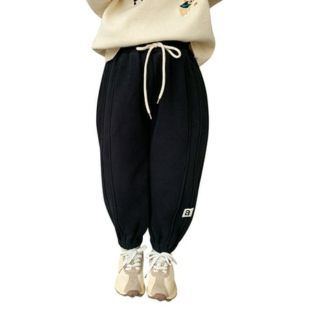 

Girls Pants Cotton Thick Lined Warm Stretchy Winter Children Kids All Season Soft Trendy Leisure Outwear Gifts To Children Sweatpants Trousers
