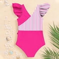 thumbnail image 5 of Busydd Girls One Piece Swimsuits with Built in Bra 7-16 Years Trendy Ruffle V Neck Girls' Swimwear Summer Beach Striped Bathing Suit 9-10 Years, 5 of 8