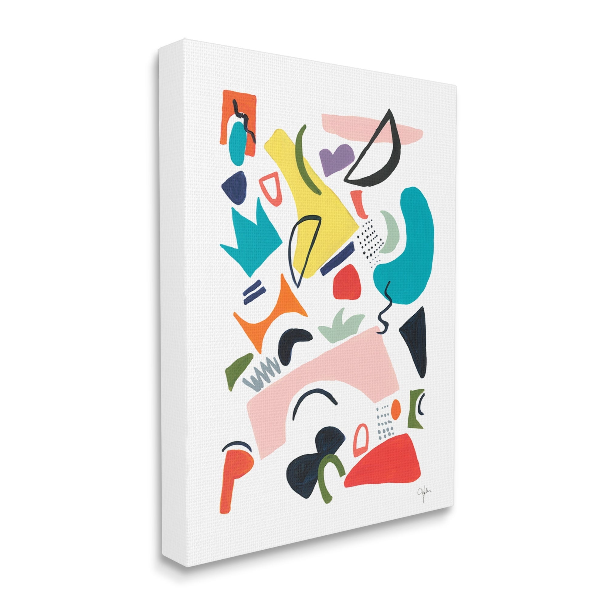 Stupell Industries Funky Shapes Abstract Painting Bold Lively Geometry, 24 x 30,Design by Jan Weiss