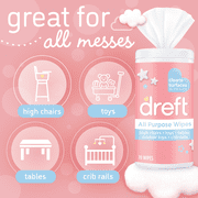 (2 pack) Dreft All Purpose Baby Cleaning Wipes, 70 Count, Safe on Baby Essentials, Surface Clean