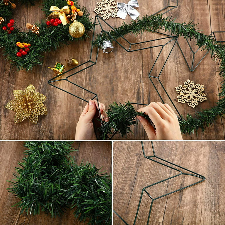 12 Inch Christmas Star Wire Wreath Frame Metal Star Wreath Frames for  Independence Day Valentines St. Patrick's Day Holiday Decorations Floral