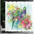 thumbnail image 4 of Ambesonne Tropical Shower Curtain, Flowers Parrots Love, 69"Wx84"L, Multicolor, 4 of 5