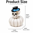 thumbnail image 3 of Resin Skull White Pumpkin Figurine With Bow Hat Decor Freestanding Tabletop Statue For Halloween Indoor Party Shelf Mantel Seasonal Home Decor.B:1Pc(3.93*4.92 in), 3 of 5