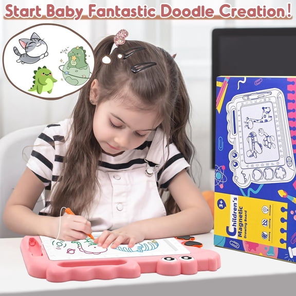 Magnetic Painting Art Set, Double-Sided Magnetic Board (Whiteboard & Blackboard) with Number and Letter Cards