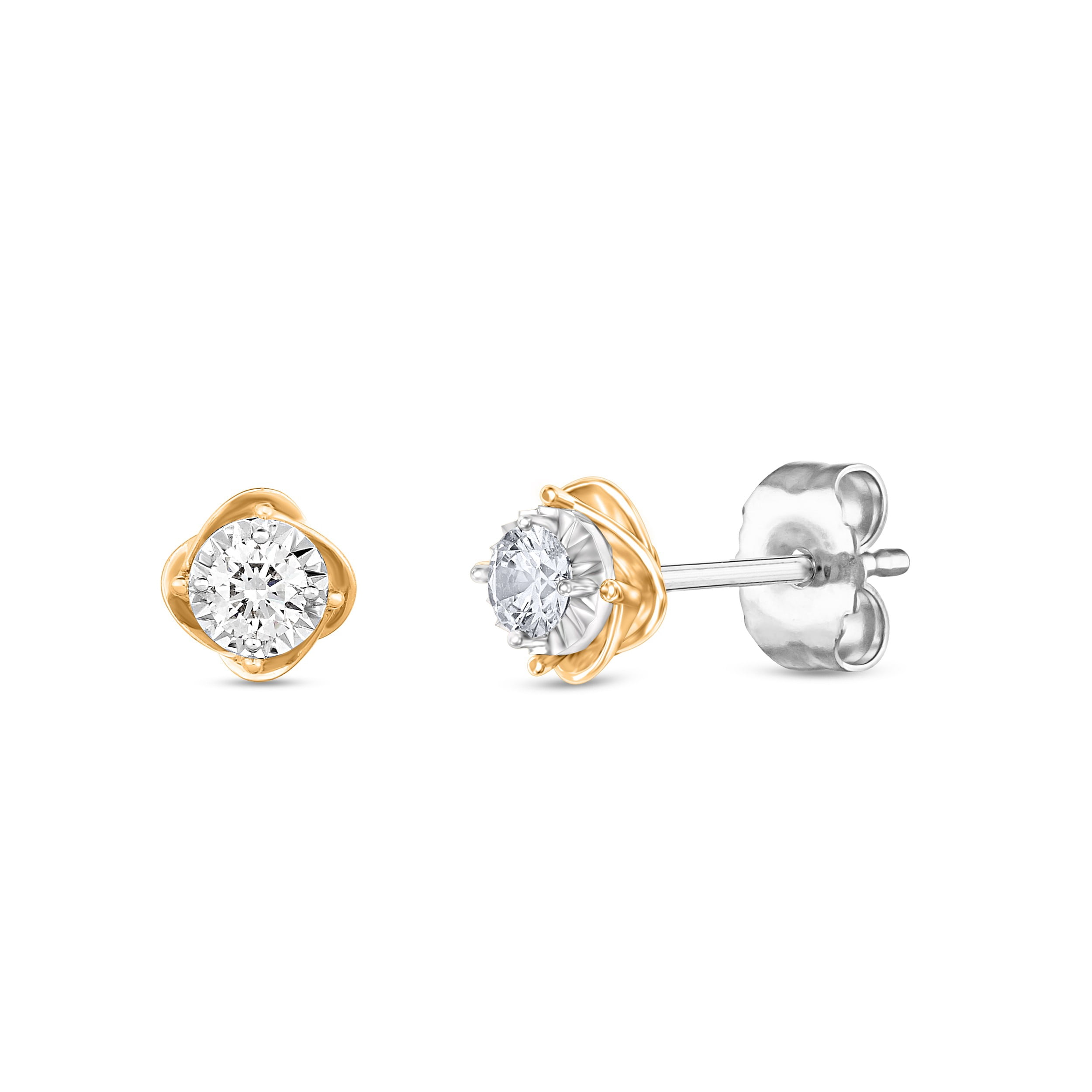 Diamaison 1/4 Cttw Natural White Diamond Stud Earrings for Adult in 10Ktt Gold