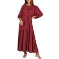 thumbnail image 1 of FcBaudy Robe à Manches Longues Col Rond Cheville, Robes pour Femmes, Robes d'Été pour Femmes Robe Décontractée Européenne et Nouvelle Couleur Unie Manches Longues Col Rond et Cheville Robe Femme, 1 of 5